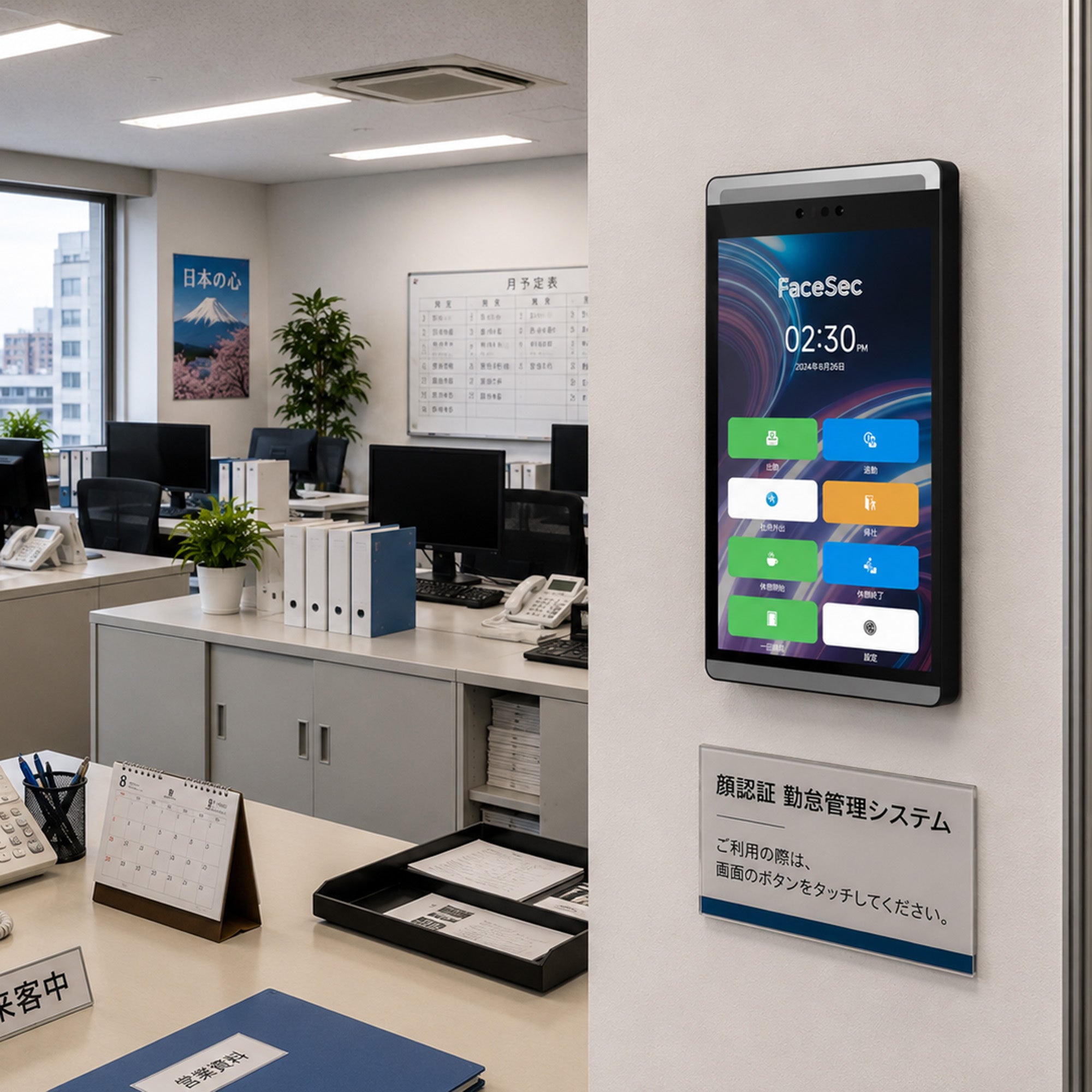 FaceSec(フェイスセック) タイムレコーダー AI顔認証 高速 高精度 2万人登録 勤怠管理システム内蔵 自動集計 シフト管理 ペーパーレス 簡単操作 8インチ壁掛け型(3GBメモリ)