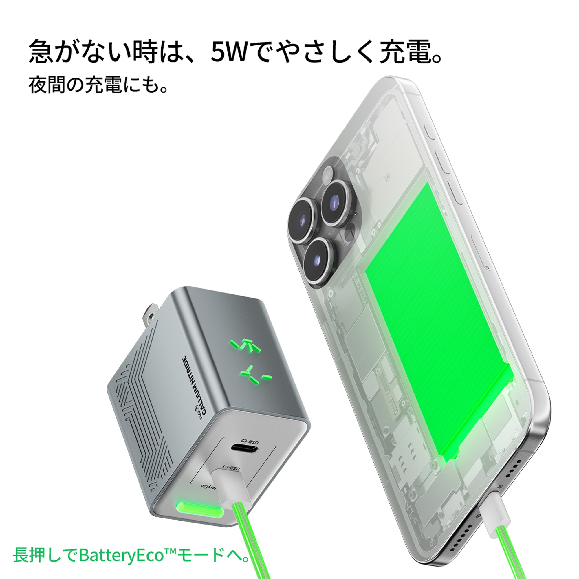 PHYSCE(ファイス) 45W GaN急速充電器 USB-C×2 PD3.2 AVS/PPS対応 2台同時でも最大56%速い ポート独立給電 360°RGBライト 折りたたみ式プラグ PSE技術基準適合 MacBook Air iPhone 17/16/15 iPad対応