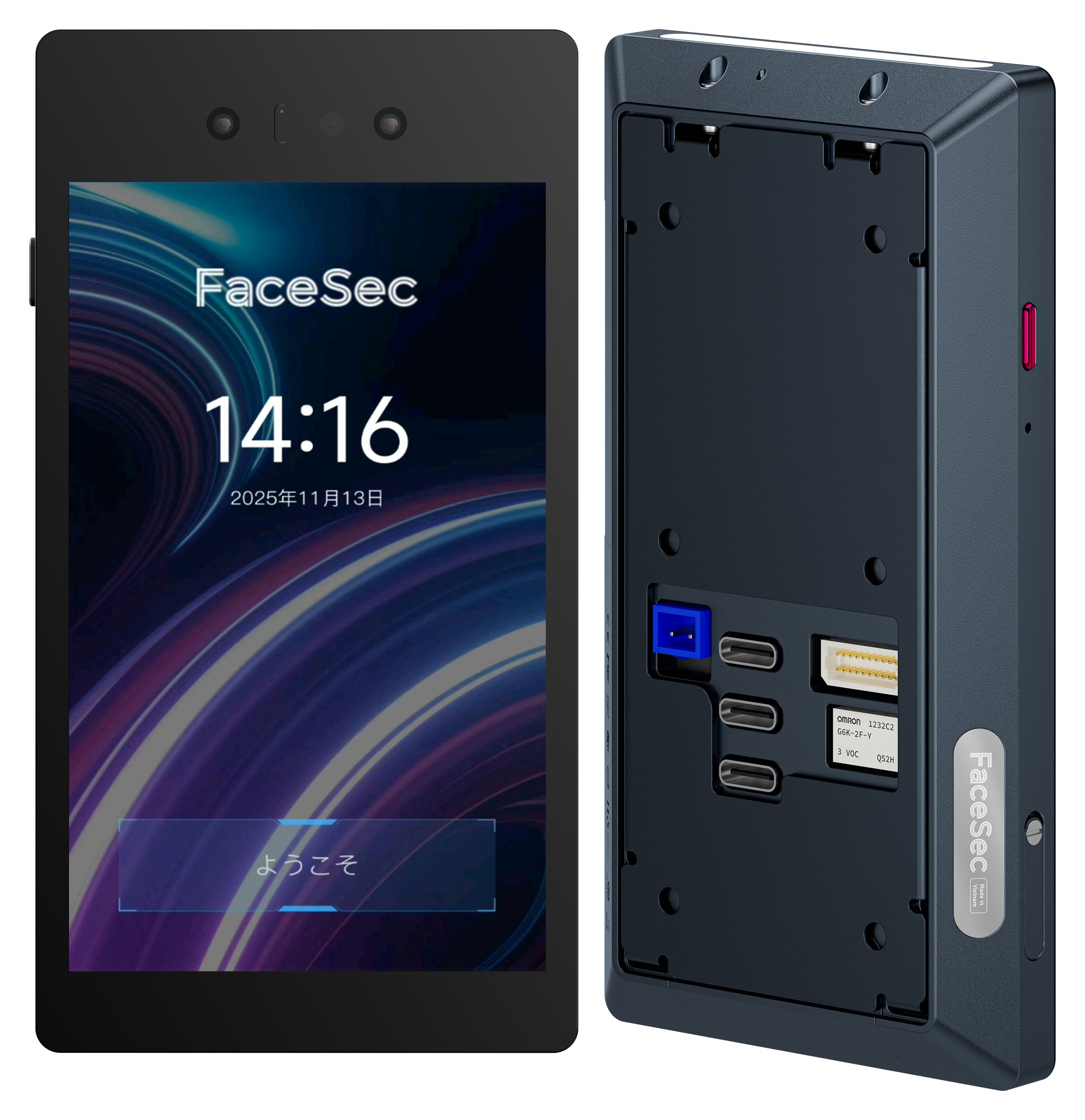 FaceSec(ﾌｪｲｽｾｯｸ) 入退室管理 AI顔認証 高速 高精度 アクセスコントロール 管理システム内蔵 4.3インチ壁掛け型（FRD-W43）