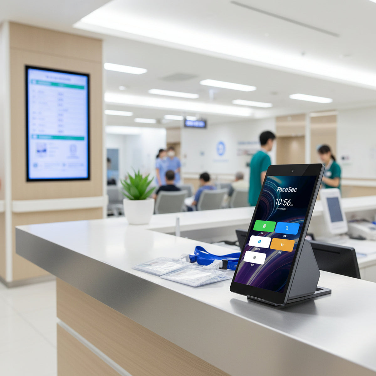 FaceSec(ﾌｪｲｽｾｯｸ) タイムレコーダー AI顔認証 高速 高精度 2万人登録 勤怠管理システム内蔵 自動集計 シフト管理 ペーパーレス 簡単操作 8インチ据え置き型（FAD-D80）