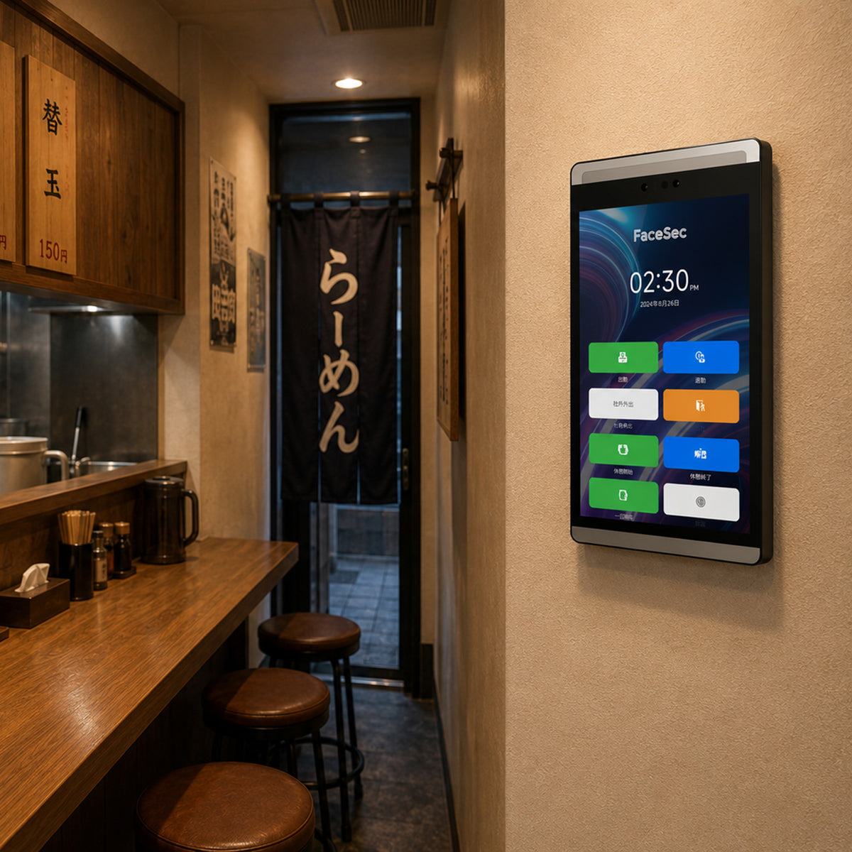 FaceSec(ﾌｪｲｽｾｯｸ) タイムレコーダー AI顔認証 高速 高精度 2万人登録 勤怠管理システム内蔵 自動集計 シフト管理 ペーパーレス 簡単操作 8インチ壁掛け型（2GBメモリ）
