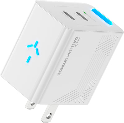 PHYSCE(ﾌｧｲｽ) 35W GaN急速充電器 USB-C×2 PD対応 2台同時でも最大43%速い ポート独立給電 360°RGBライト 折りたたみ式プラグ PSE技術基準適合 iPhone 17/16/15 iPad MacBook Air Galaxy対応