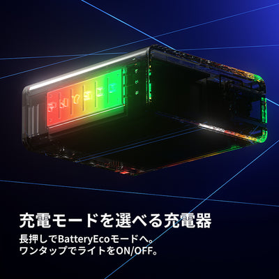 PHYSCE(ﾌｧｲｽ) 100W 卓上充電器 USB-C×3＋USB-A 単ポート最大100W 持続出力で高負荷でも安定 ポート独立給電 360°RGBライト 折りたたみ式プラグ PSE技術基準適合 ローカルAI/8K編集 MacBook Pro iPhone iPad対応