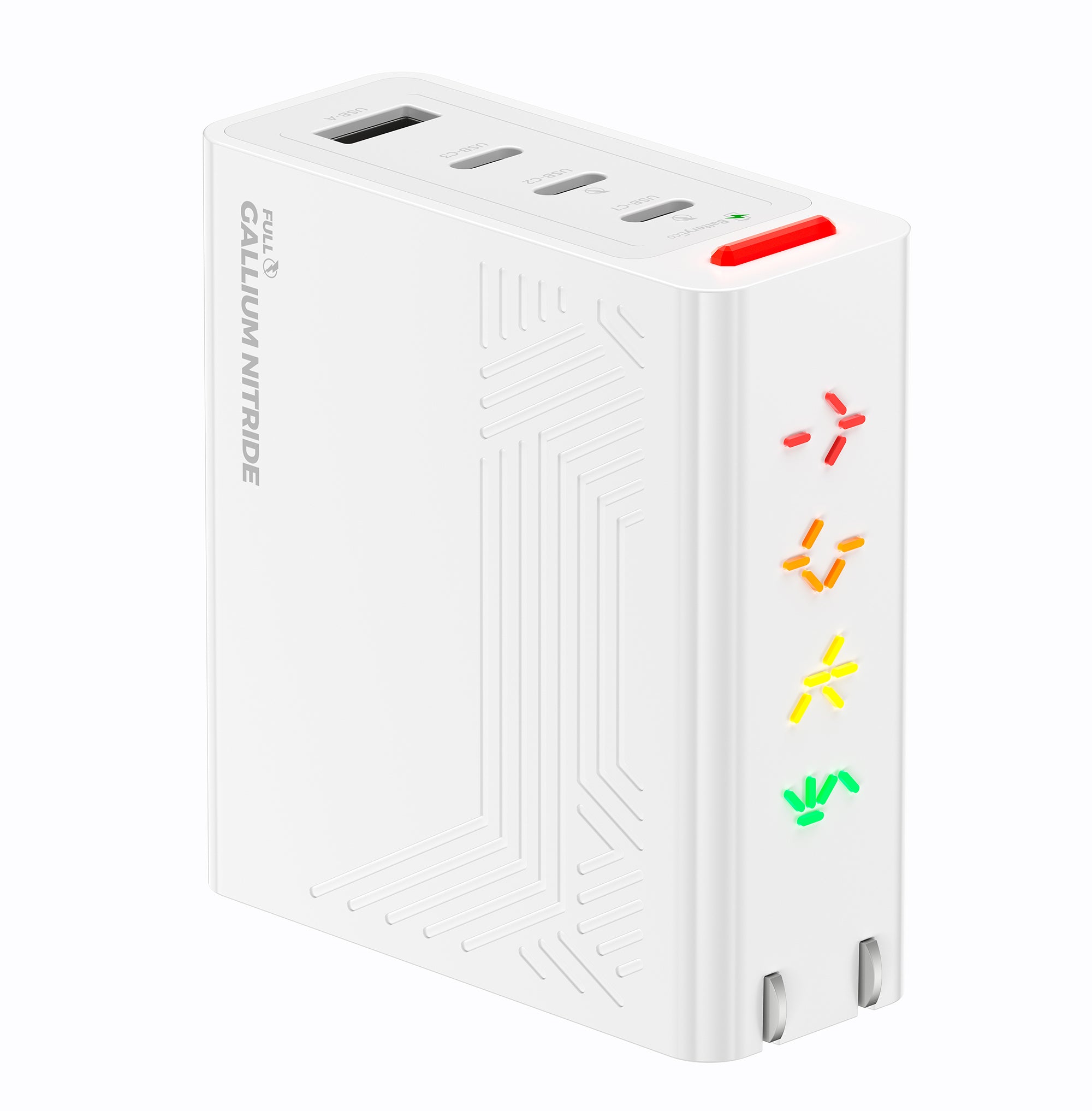 PHYSCE(ﾌｧｲｽ) 100W 卓上充電器 USB-C×3＋USB-A 単ポート最大100W 持続出力で高負荷でも安定 ポート独立給電 360°RGBライト 折りたたみ式プラグ PSE技術基準適合 ローカルAI/8K編集 MacBook Pro iPhone iPad対応