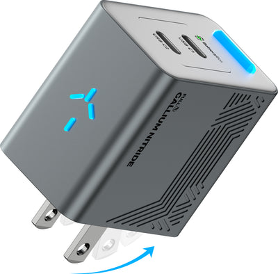 PHYSCE(ﾌｧｲｽ) 35W GaN急速充電器 USB-C×2 PD対応 2台同時でも最大43%速い ポート独立給電 360°RGBライト 折りたたみ式プラグ PSE技術基準適合 iPhone 17/16/15 iPad MacBook Air Galaxy対応