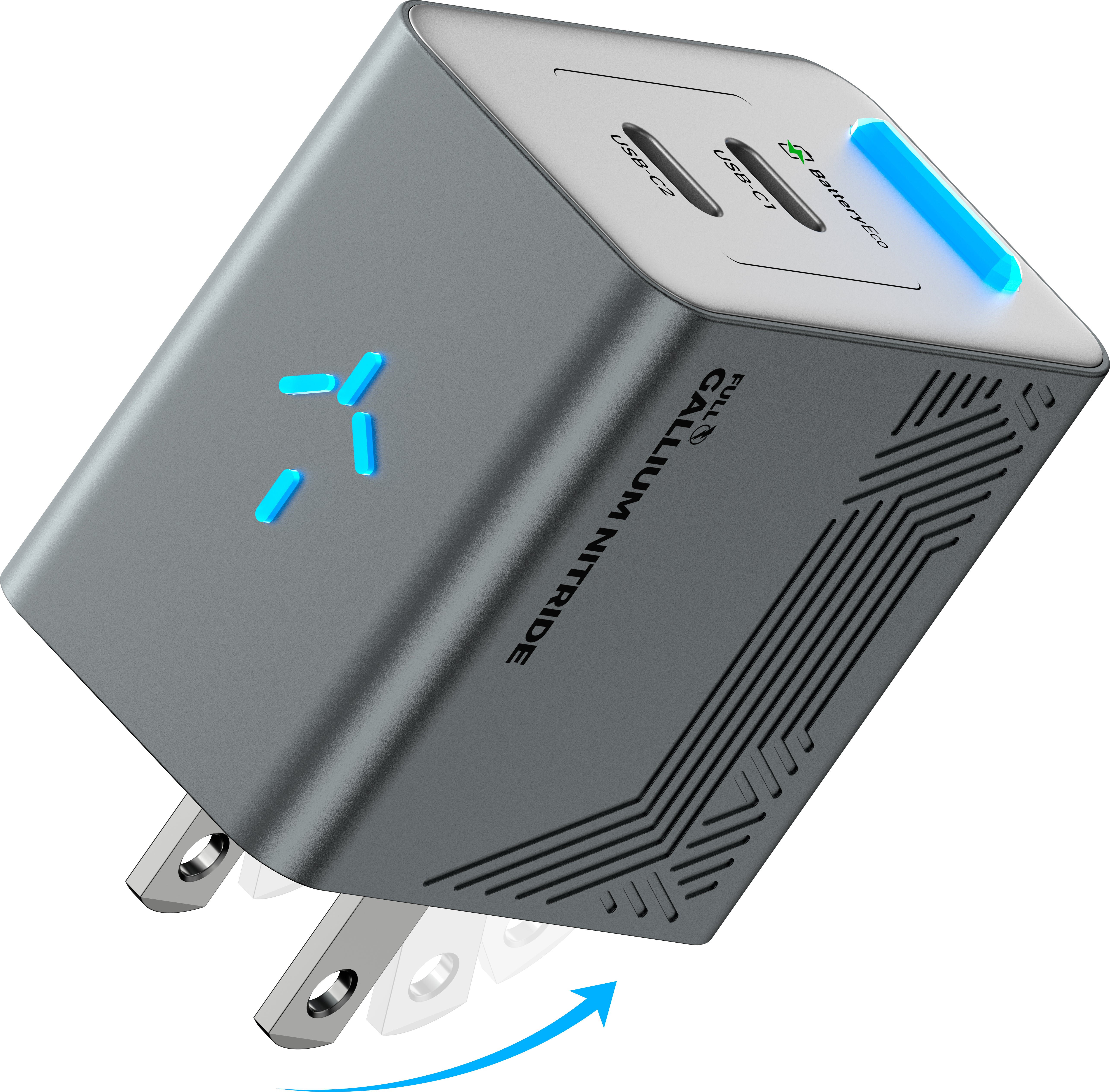 PHYSCE(ﾌｧｲｽ) 35W GaN急速充電器 USB-C×2 PD対応 2台同時でも最大43%速い ポート独立給電 360°RGBライト 折りたたみ式プラグ PSE技術基準適合 iPhone 17/16/15 iPad MacBook Air Galaxy対応