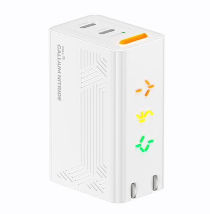 PHYSCE(ﾌｧｲｽ) 67W GaN急速充電器 USB-C×2 PD対応 2台同時でも最大47%速い ポート独立給電 360°RGBライト 折りたたみ式プラグ PSE技術基準適合 MacBook Pro 14 iPhone 17/16/15 iPad対応