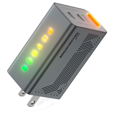 PHYSCE(ﾌｧｲｽ) 67W GaN急速充電器 USB-C×2 PD対応 2台同時でも最大47%速い ポート独立給電 360°RGBライト 折りたたみ式プラグ PSE技術基準適合 MacBook Pro 14 iPhone 17/16/15 iPad対応
