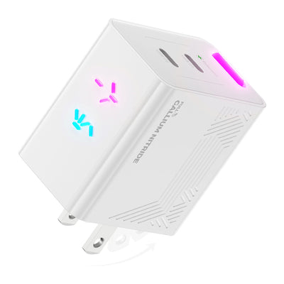 PHYSCE(ﾌｧｲｽ) 45W GaN急速充電器 USB-C×2 PD3.2 AVS/PPS対応 2台同時でも最大56%速い ポート独立給電 360°RGBライト 折りたたみ式プラグ PSE技術基準適合 MacBook Air iPhone 17/16/15 iPad対応