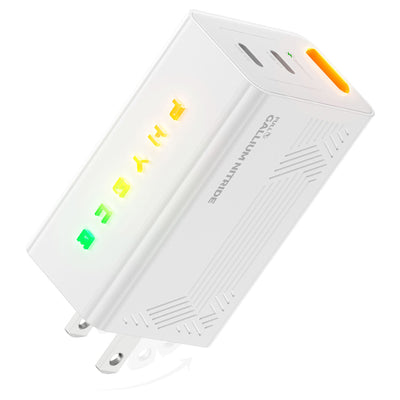 PHYSCE(ﾌｧｲｽ) 67W GaN急速充電器 USB-C×2 PD対応 2台同時でも最大47%速い ポート独立給電 360°RGBライト 折りたたみ式プラグ PSE技術基準適合 MacBook Pro 14 iPhone 17/16/15 iPad対応