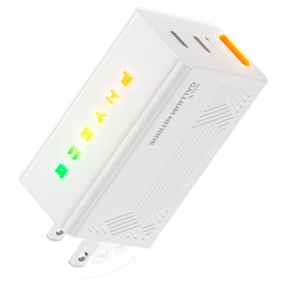 PHYSCE(ﾌｧｲｽ) 67W GaN急速充電器 USB-C×2 PD対応 2台同時でも最大47%速い ポート独立給電 360°RGBライト 折りたたみ式プラグ PSE技術基準適合 MacBook Pro 14 iPhone 17/16/15 iPad対応